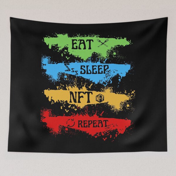 Item preview, EAT SLEEP NFT REPEAT FUNNY MEME QUOTE GIFTS  designed and sold by TheWorkoutLife ⭐⭐⭐⭐⭐.