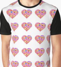 Pink and Red Emoji Hearts Graphic T-Shirt