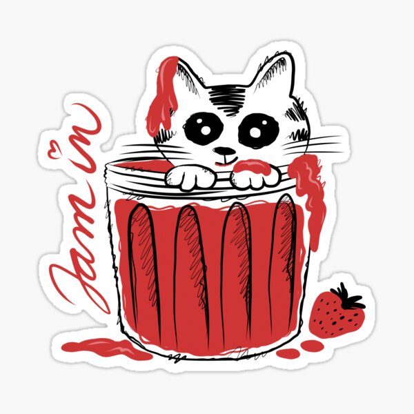 "Jam Cat, Jam In" Sticker for Sale by courbebleue Redbubble