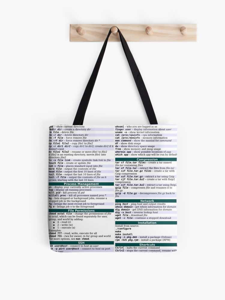 Linux Commands1 Tote Bag For Sale By Jpjmoffett Redbubble