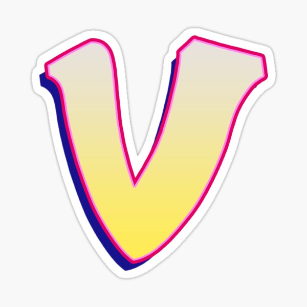 Letter V - Yellow/Pink Sticker