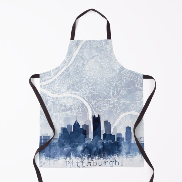 Item preview, Pittsburgh Skyline & Map Watercolor Navy Blue, Print by Zouzounio Art designed and sold by zouzounioart.