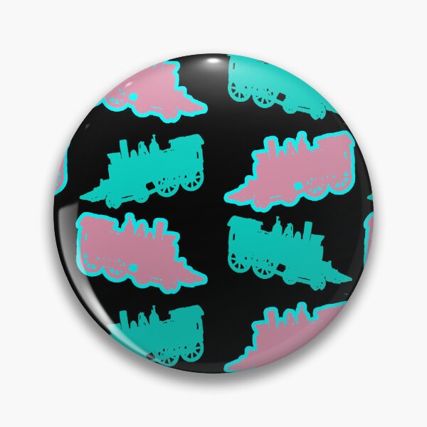 Item preview, Locomotive Train Cab Pattern - Neon Aqua, Pink designed and sold by Chubuter.