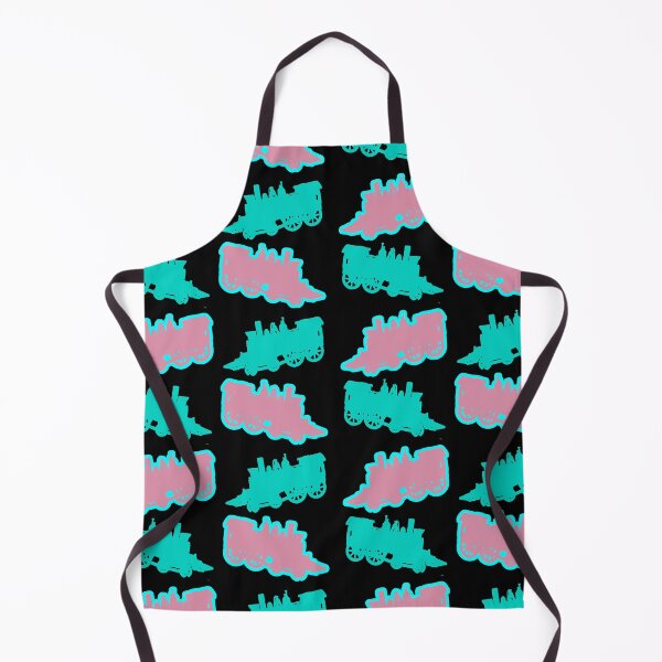 Item preview, Locomotive Train Cab Pattern - Neon Aqua, Pink designed and sold by Chubuter.