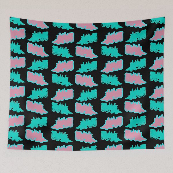 Item preview, Locomotive Train Cab Pattern - Neon Aqua, Pink designed and sold by Chubuter.