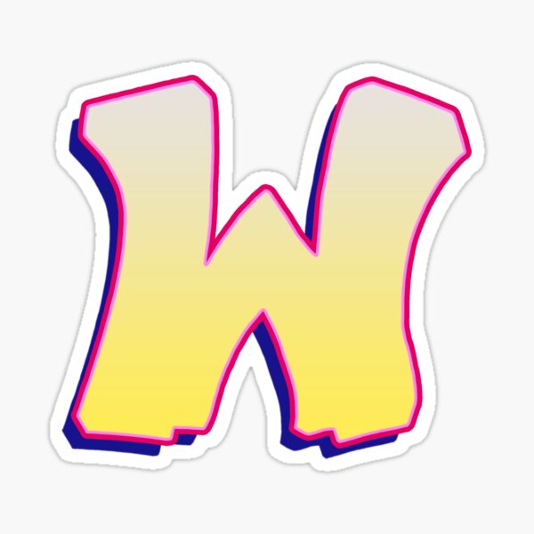 Letter W - Yellow/Pink Sticker