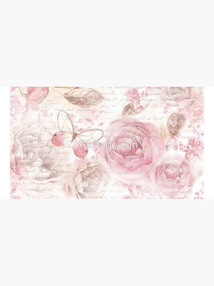 Thumbnail 5 of 5, Mouse Pad, Vintage pastel pink brown butterfly floral typography designed and sold by Kicksdesign.