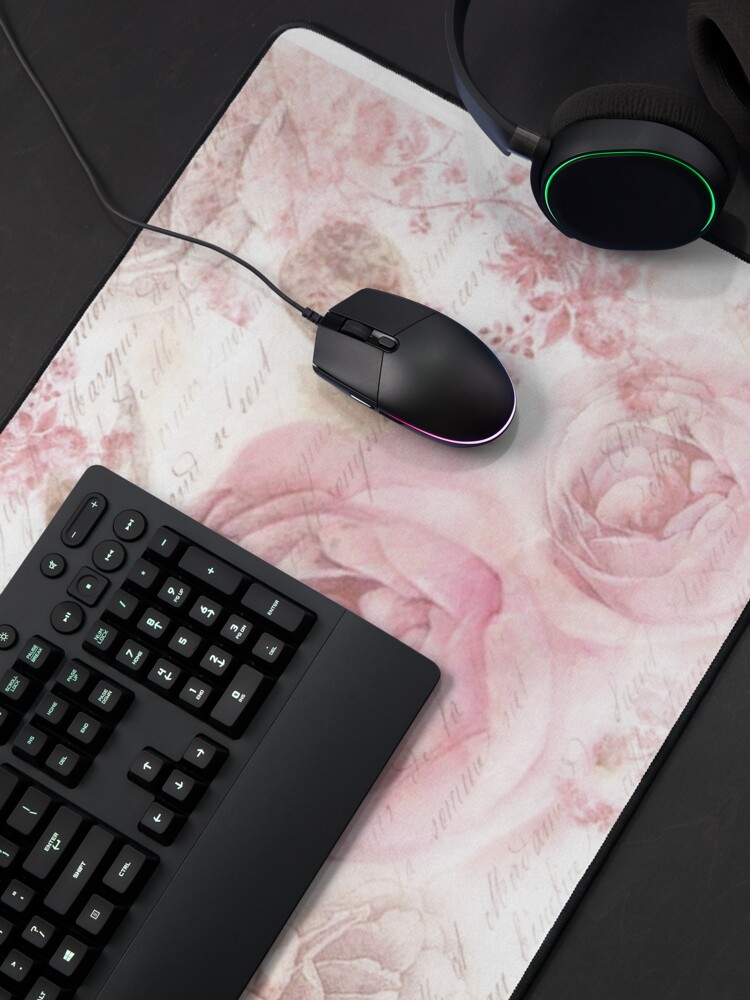 Thumbnail 4 of 5, Mouse Pad, Vintage pastel pink brown butterfly floral typography designed and sold by Kicksdesign.
