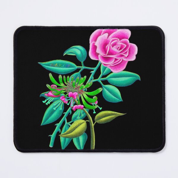 Item preview, Hot Pink Rose and Honeysuckle June Birth Month designed and sold by HeatherNafeArt.
