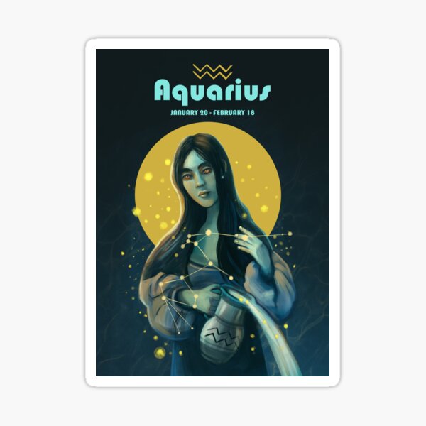 "Aquarius Birth Chart Artwork" Sticker for Sale by DarrriaDesign