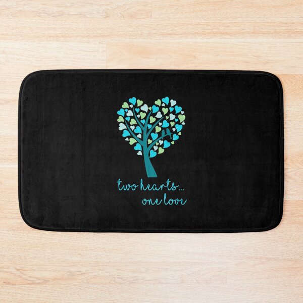 Item preview, Two Hearts...One Love - Aqua on Black designed and sold by PawsitiveMum.