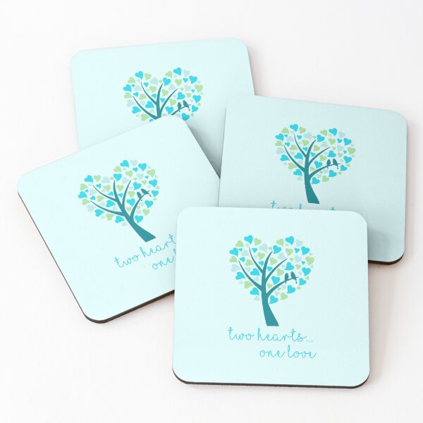 Item preview, Two Hearts...One Love - Turquoise on Aqua designed and sold by PawsitiveMum.
