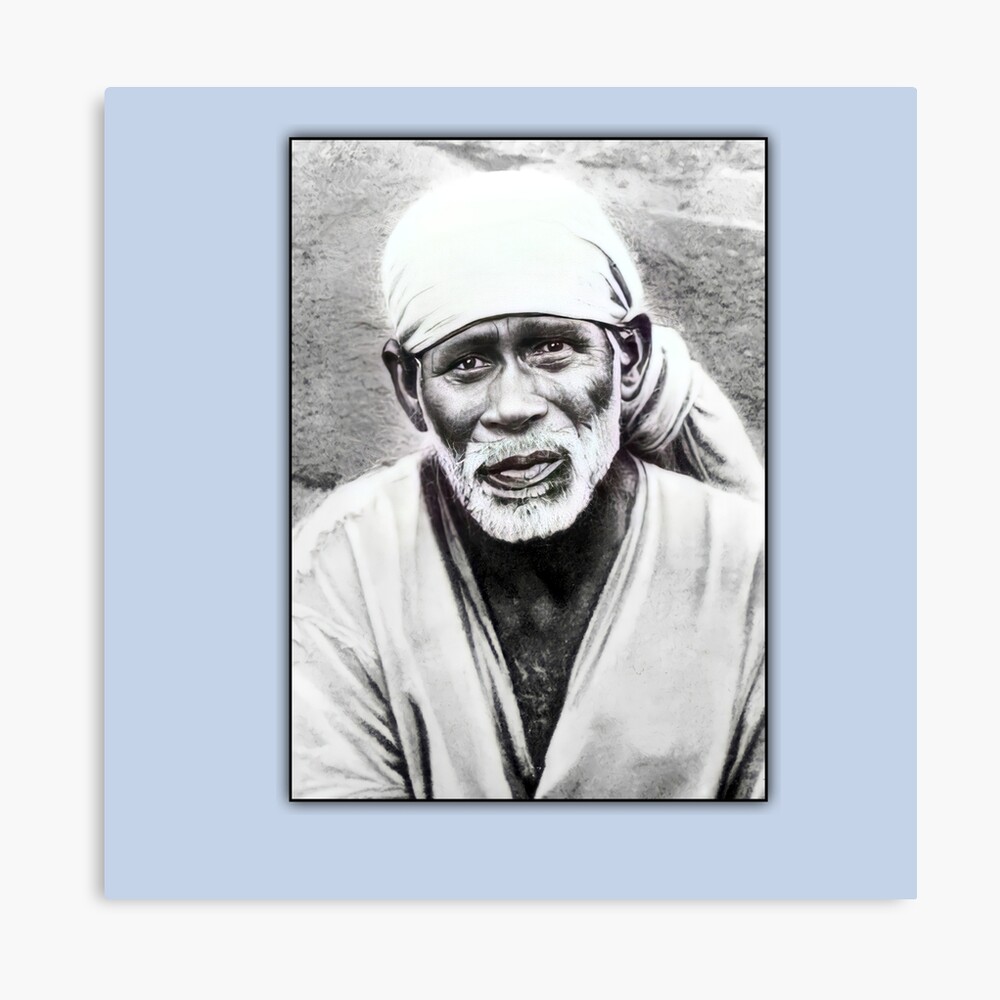 Shirdi Saibaba pencil sketch with orange shadow - Sai Art Online