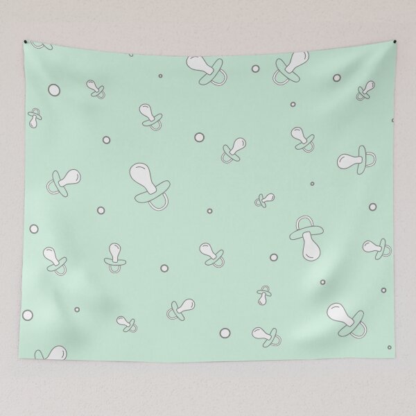 Item preview, Mint green baby pacifier seamless pattern designed and sold by TheWalnut.
