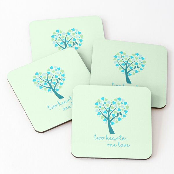 Item preview, Two Hearts...One Love - Aqua on Green designed and sold by PawsitiveMum.