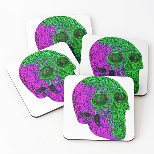 Item preview, Green and purple Victorian Style Artsy Fartsy Skull designed and sold by BetelgeuseX3.