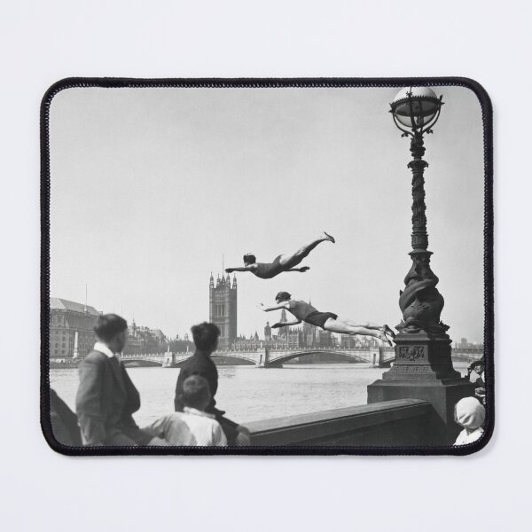 Item preview, Diving in the River Thames, Vintage Black and White Art designed and sold by modernretro.