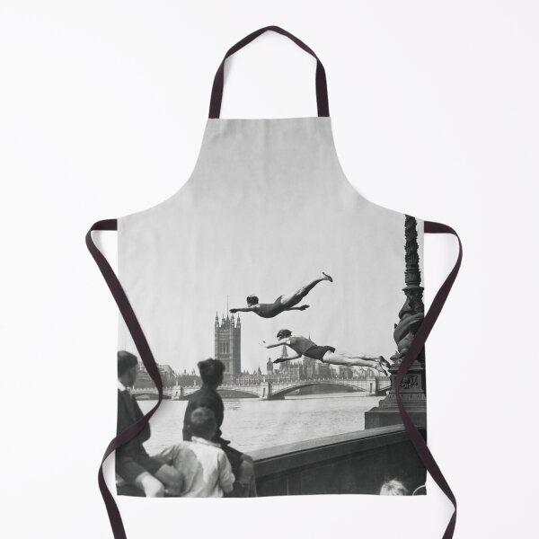 Item preview, Diving in the River Thames, Vintage Black and White Art designed and sold by modernretro.