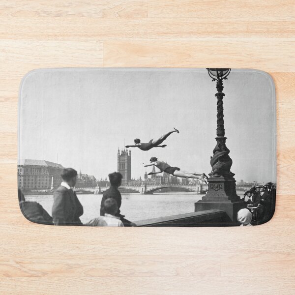 Item preview, Diving in the River Thames, Vintage Black and White Art designed and sold by modernretro.