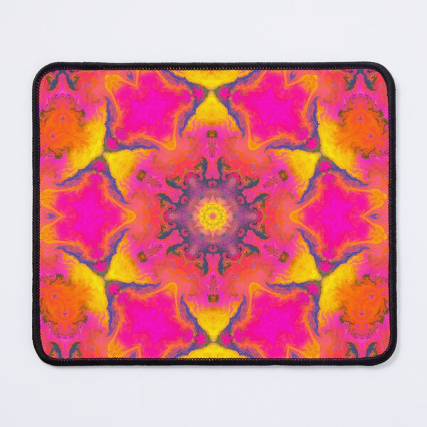 Item preview, Psychedelic Mandala Flower Yellow Orange and Pink designed and sold by WormholeOrbital.
