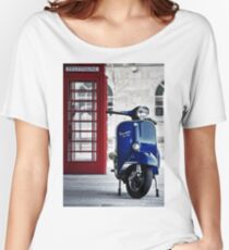 Italian Blue Vespa Rally 200 Scooter Women's Relaxed Fit T-Shirt