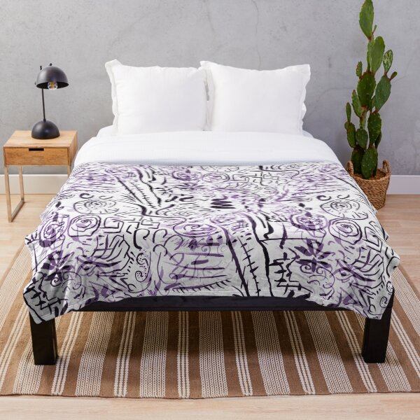 Item preview, Purple and black ink doodles in a repeating pattern designed and sold by Melindrea.