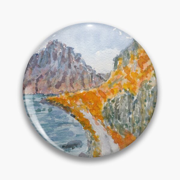 Item preview, Lake and mountain road in fall designed and sold by Melindrea.