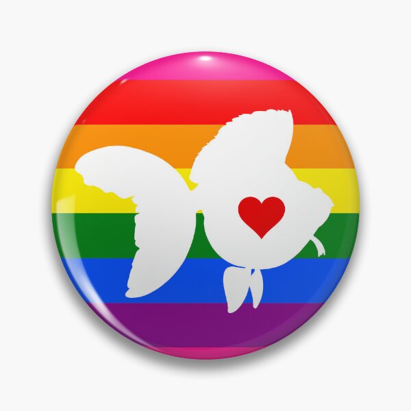 Item preview, Goldfish Ryukin - Pride Flag Silhouette Heart designed and sold by Puddmuppy.