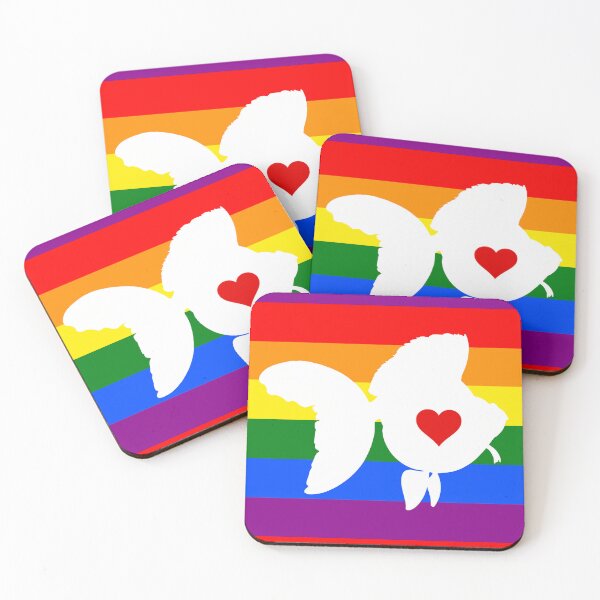 Item preview, Goldfish Ryukin - Pride Flag Silhouette Heart designed and sold by Puddmuppy.