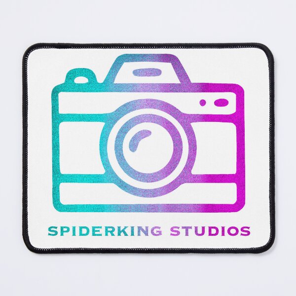 Spiderking Studios Camera Logo — Metallic Blue Gradient Mouse Pad