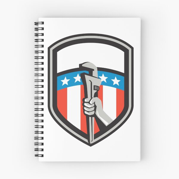Item preview, Plumber Hand Pipe Wrench USA Flag Shield Retro designed and sold by patrimonio.