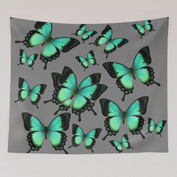 Item preview, BLUE SWALLOW TAIL BUTTERFLIES PATTERN GREY ART designed and sold by sharlesart.