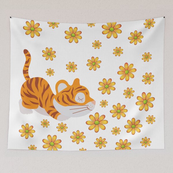 Item preview, Tiger with Flowers. Summer. designed and sold by GoldenPine.