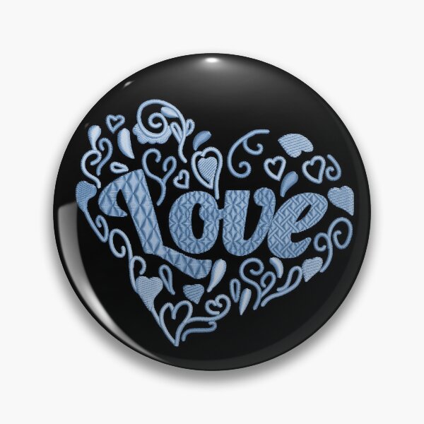 Item preview, Love in Love heart Sky Blue Embroidered Look designed and sold by Trinket-Trickster.