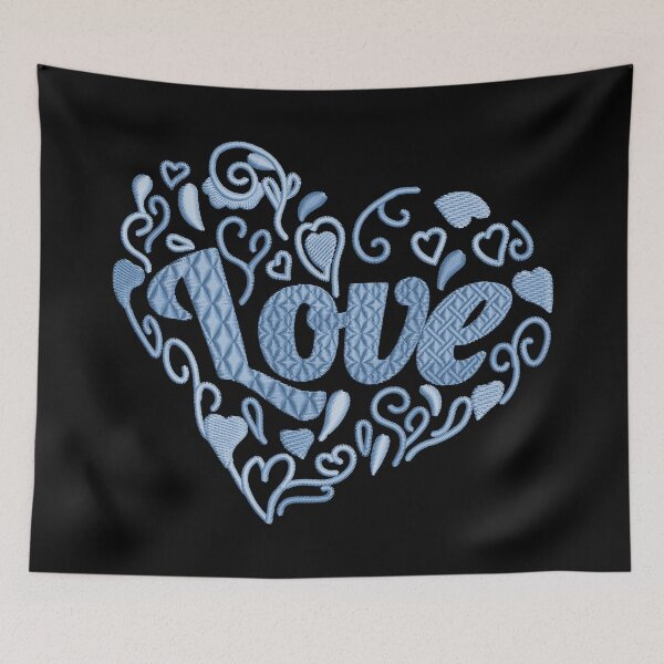 Item preview, Love in Love heart Sky Blue Embroidered Look designed and sold by Trinket-Trickster.