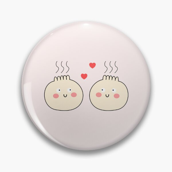 Item preview, Cute Kawaii Funny Steaming Chinese Bao Bun Couple Red Hearts Love Theme  designed and sold by wenjunior.