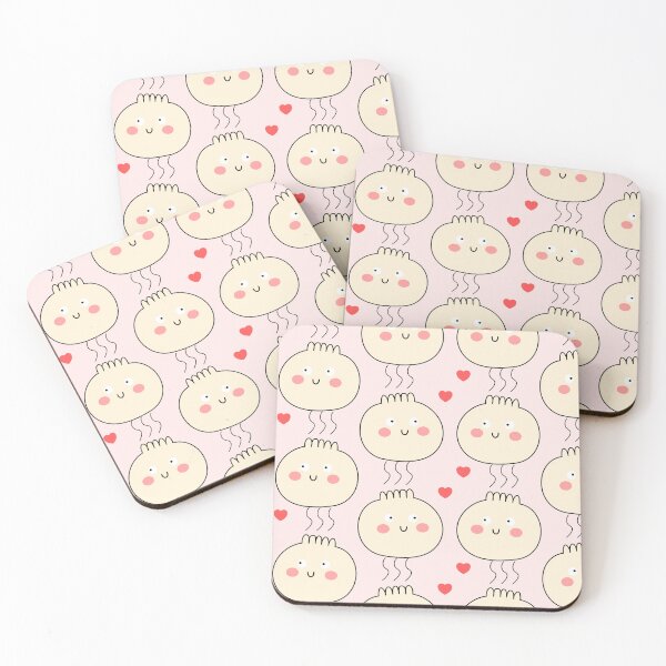 Item preview, Cute Kawaii Funny Steaming Chinese Bao Bun Couple Red Hearts Love Theme  designed and sold by wenjunior.