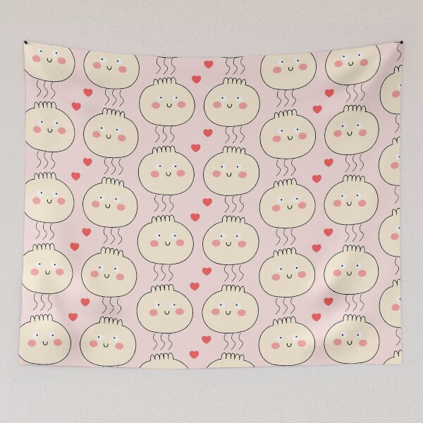Item preview, Cute Kawaii Funny Steaming Chinese Bao Bun Couple Red Hearts Love Theme  designed and sold by wenjunior.