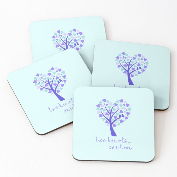 Item preview, Two Hearts...One Love - Purple on Aqua designed and sold by PawsitiveMum.