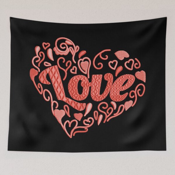 Item preview, Love in Love heart Scarlet Red Embroidered Look designed and sold by Trinket-Trickster.