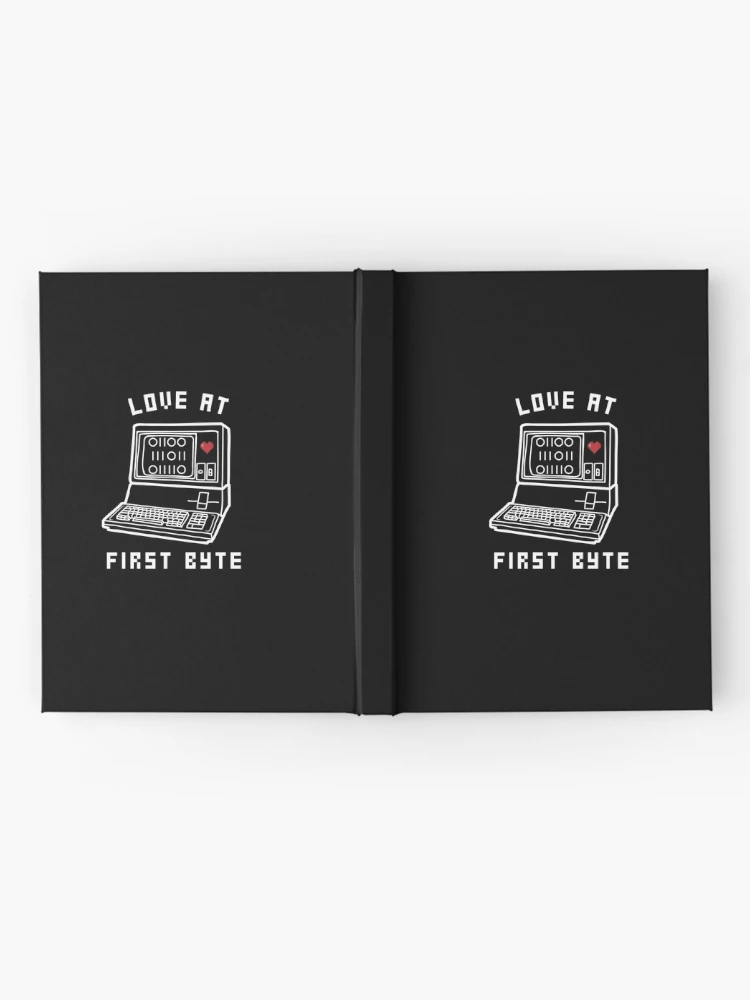 Thumbnail 2 of 3, Journal, Love at First Byte pun | Coding/Coder software engineer developer programmer  designed and sold by brinikki.