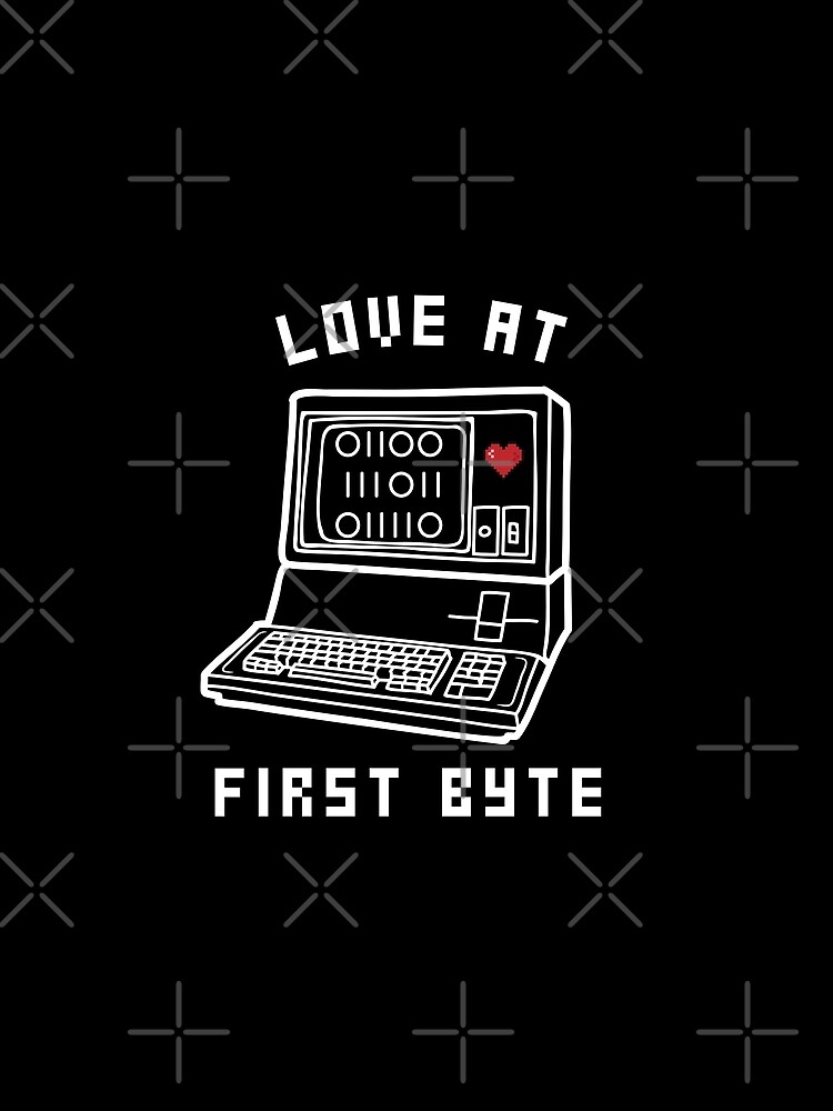 Thumbnail 4 of 4, Graphic T-Shirt, Love at First Byte pun | Coding/Coder software engineer developer programmer designed and sold by brinikki.