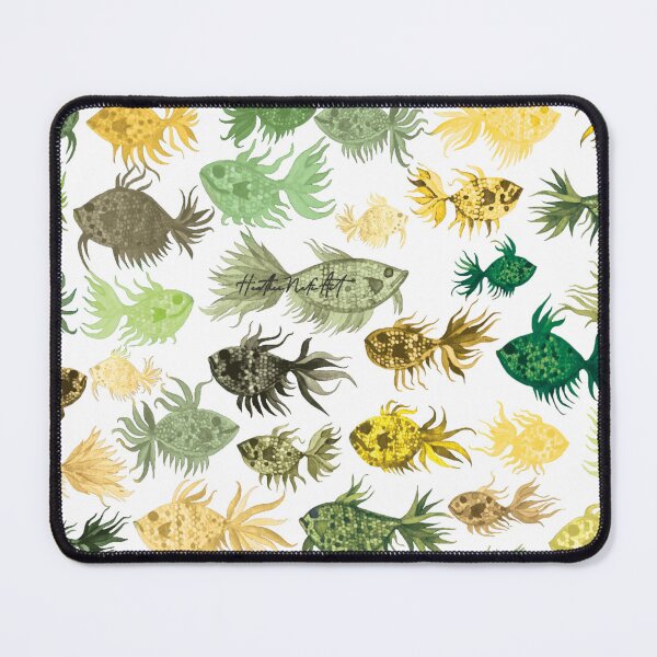 Item preview, Green and Yellow Watercolor Fish Pattern - White Background designed and sold by HeatherNafeArt.
