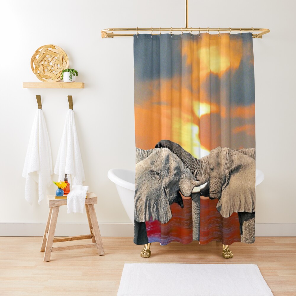 Affectionate Elephants Shower Curtain