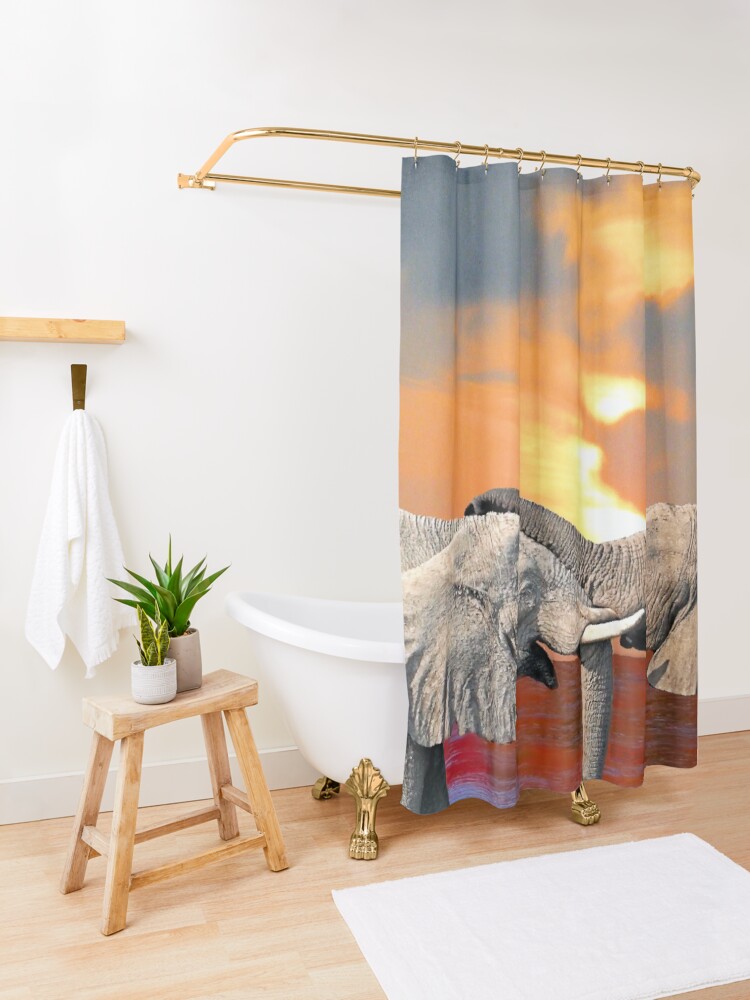 Alternate view of Affectionate Elephants Shower Curtain
