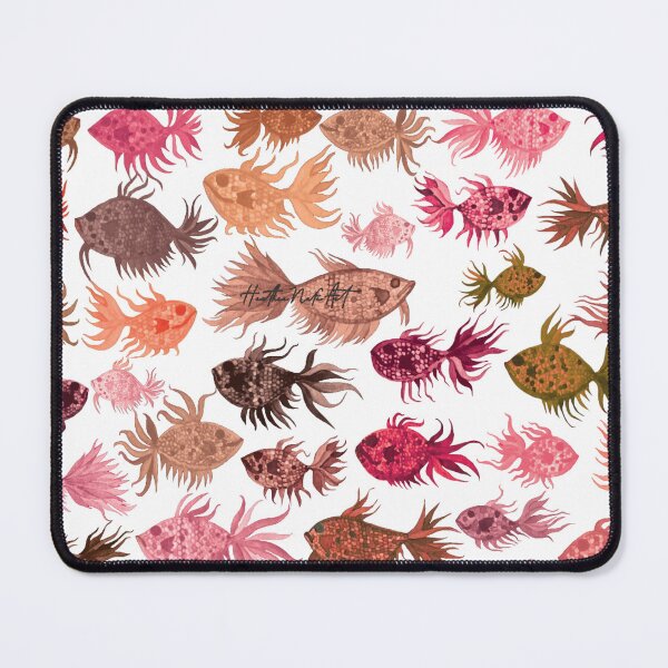 Item preview, Pink and Brown Watercolor Fish Pattern - White Background designed and sold by HeatherNafeArt.