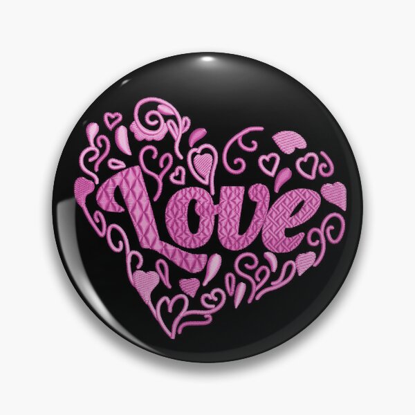Item preview, Love in Love heart Hot Pink Embroidered Look designed and sold by Trinket-Trickster.