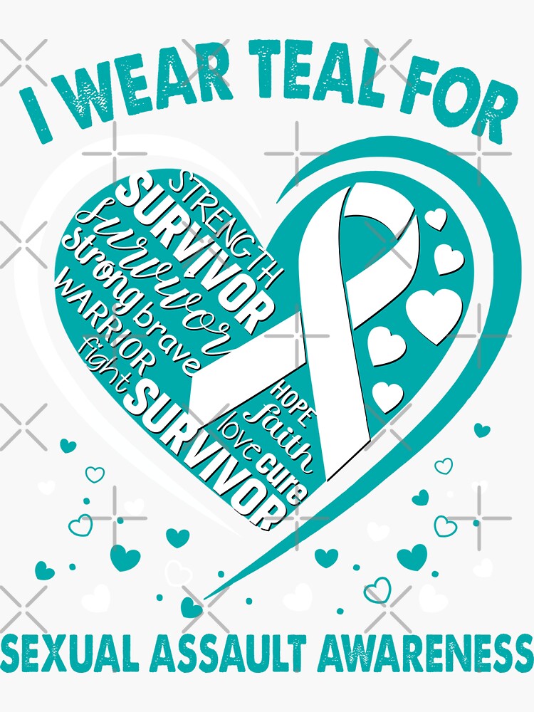 I Wear Teal For Sexual Assault Survivor Heart Ribbon Sticker For Sale By Heppenp Redbubble 6093