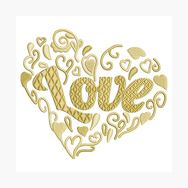 Item preview,  Love in Love heart Canary Yellow Embroidered Look designed and sold by Trinket-Trickster.