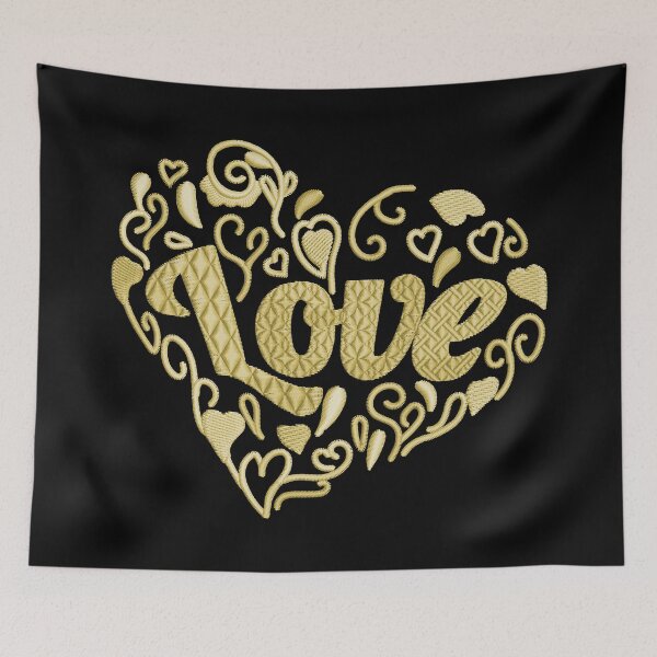 Item preview,  Love in Love heart Canary Yellow Embroidered Look designed and sold by Trinket-Trickster.
